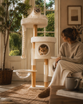 Luxury Hide & Sleep Cat Tree with Scratching Posts & Acrylic Hammock | The Fernby