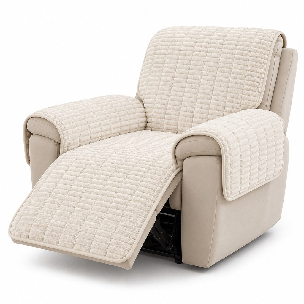 Aldwick pet recliner cover in cream white on a white background | The Fernby