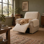 Aldwick pet recliner cover in cream white in use at home | The Fernby
