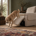 Aldwick pet recliner cover in cream white in use at home | The Fernby