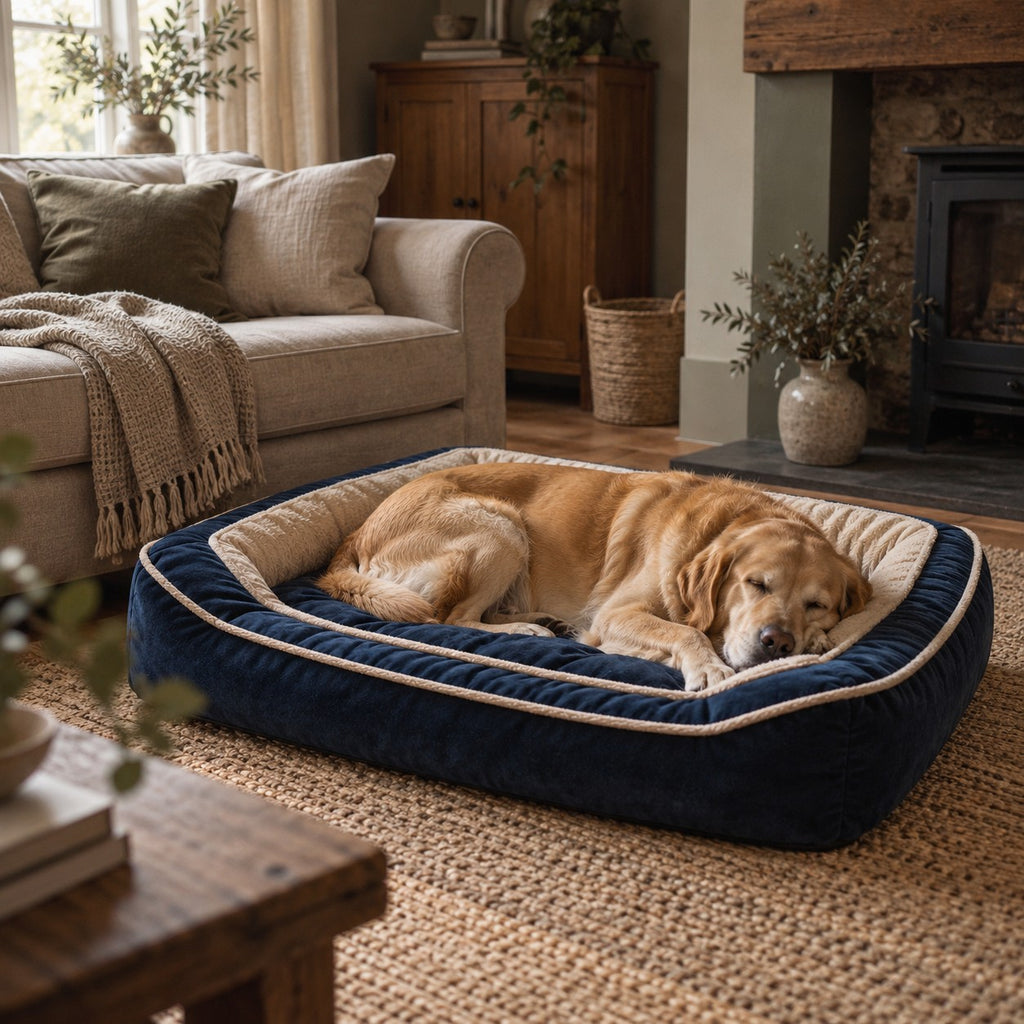 Arkle memory foam dog sofa bed in use at home | The Fernby