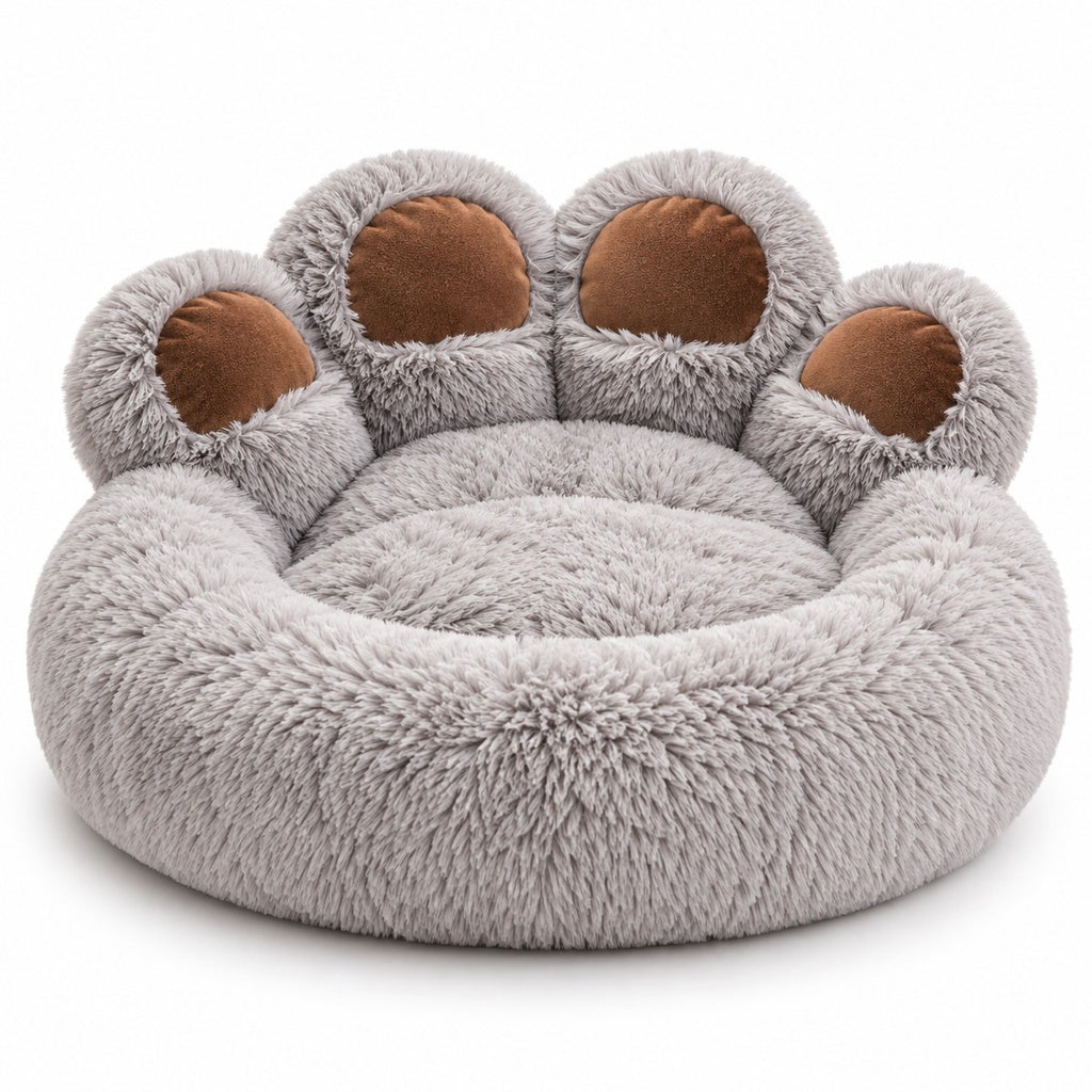 Burrow paw donut dog bed in light grey on a white background | The Fernby