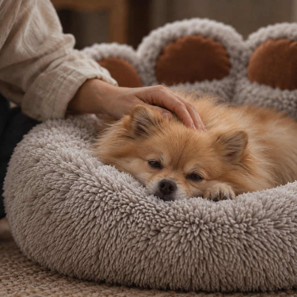 Burrow paw donut dog bed in use at home | The Fernby