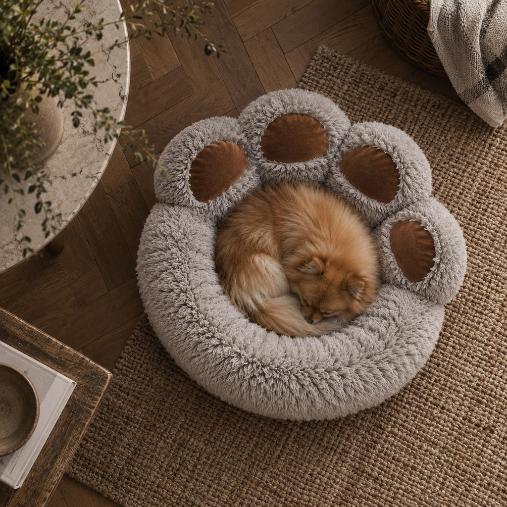 Burrow paw donut dog bed in use at home | The Fernby