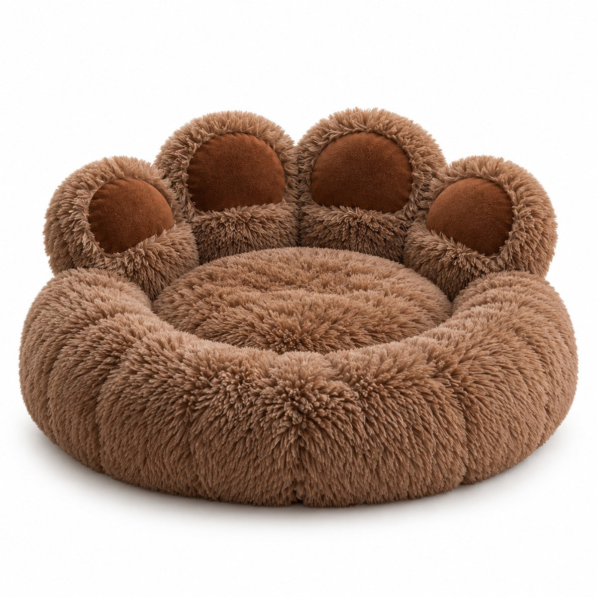 Burrow paw donut dog bed in brown on a white background | The Fernby