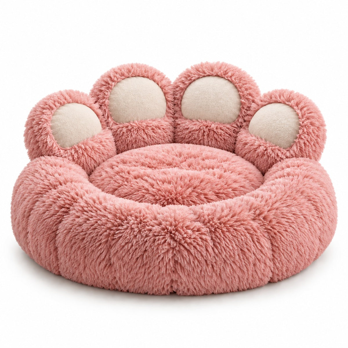 Burrow paw donut dog bed in pink on a white background | The Fernby