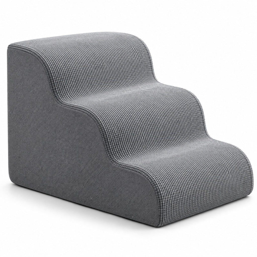 Gorse foldable pet stairs in grey on a white background | The Fernby