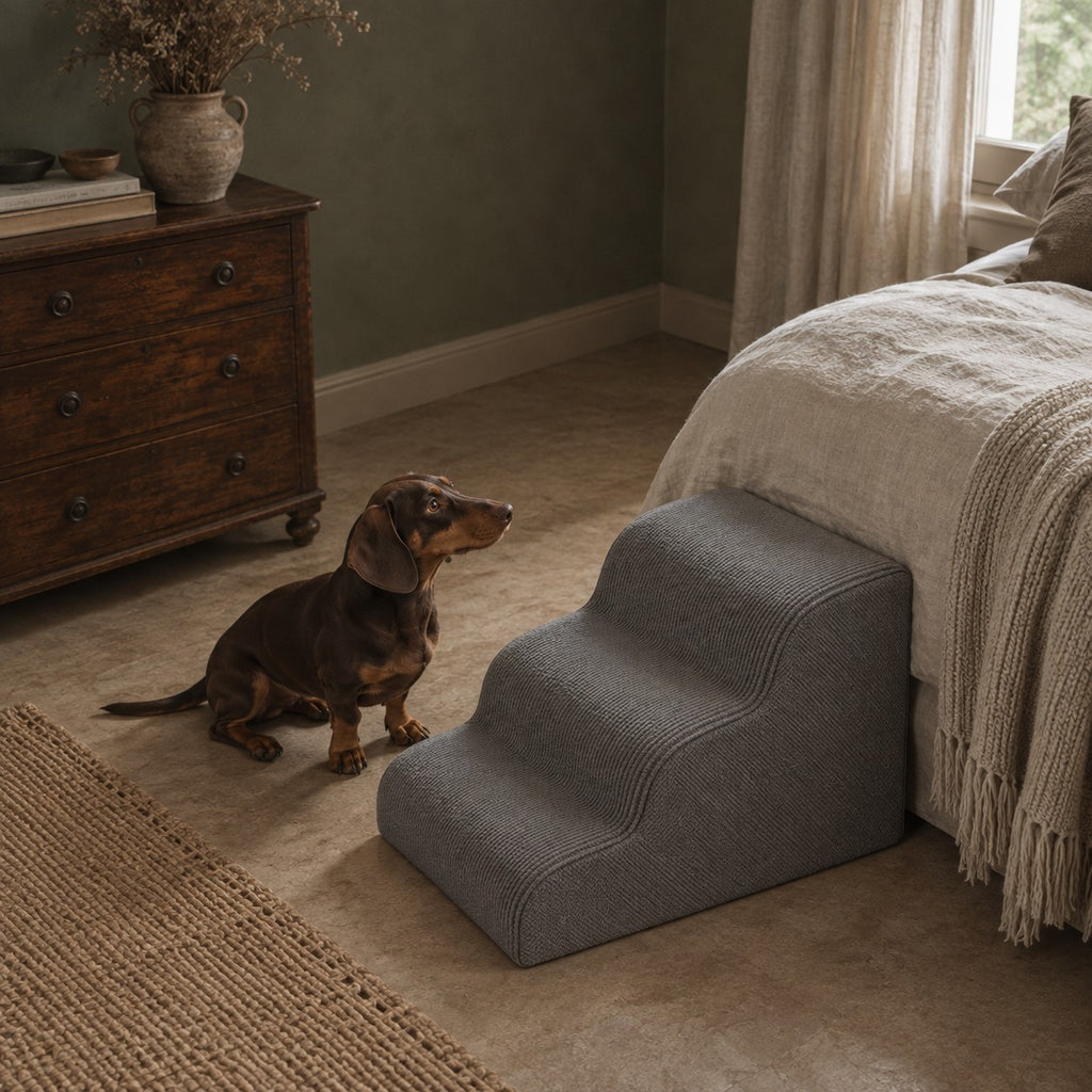 Gorse foldable pet stairs in use at home | The Fernby