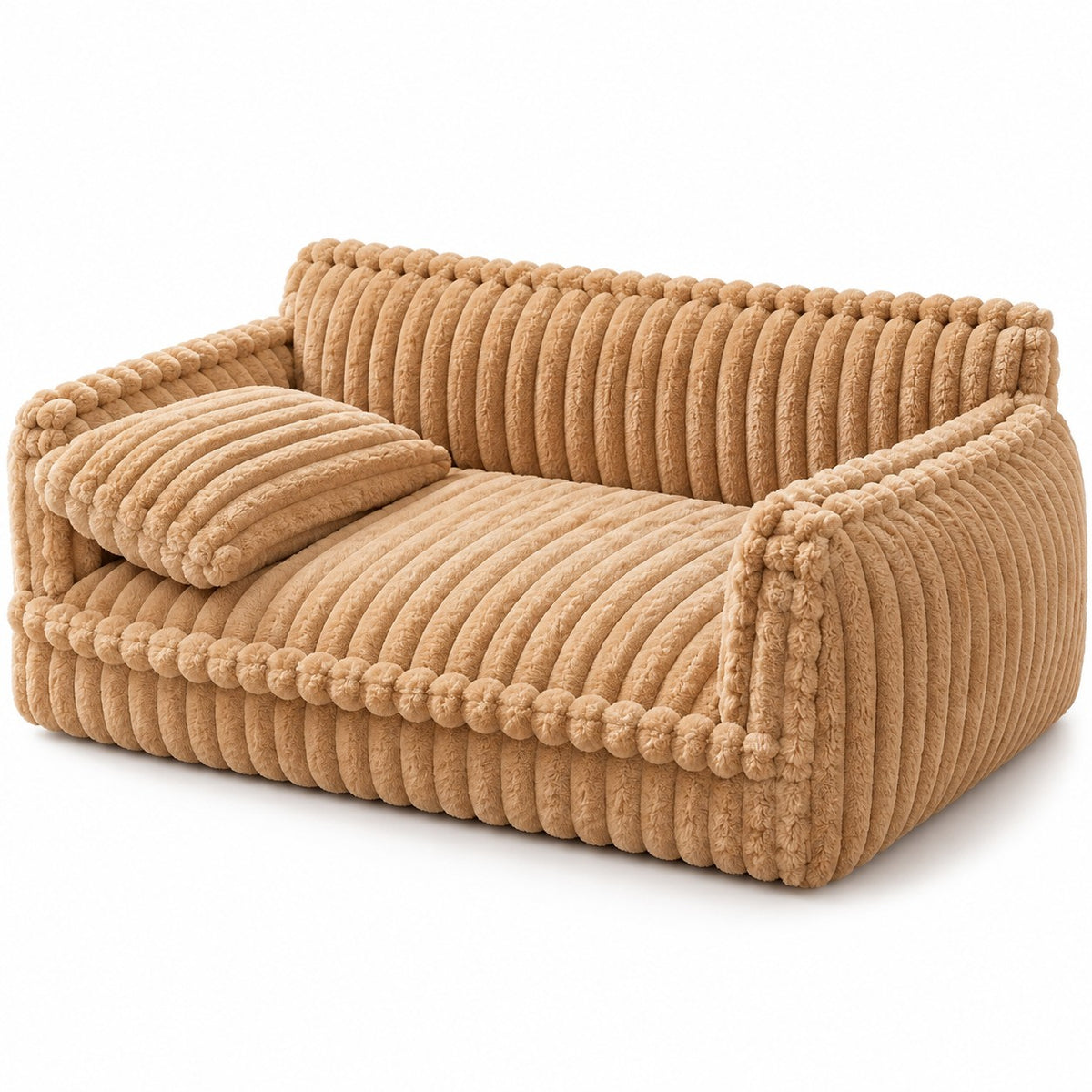 Grange padded dog sofa bed in camel on a white background | The Fernby