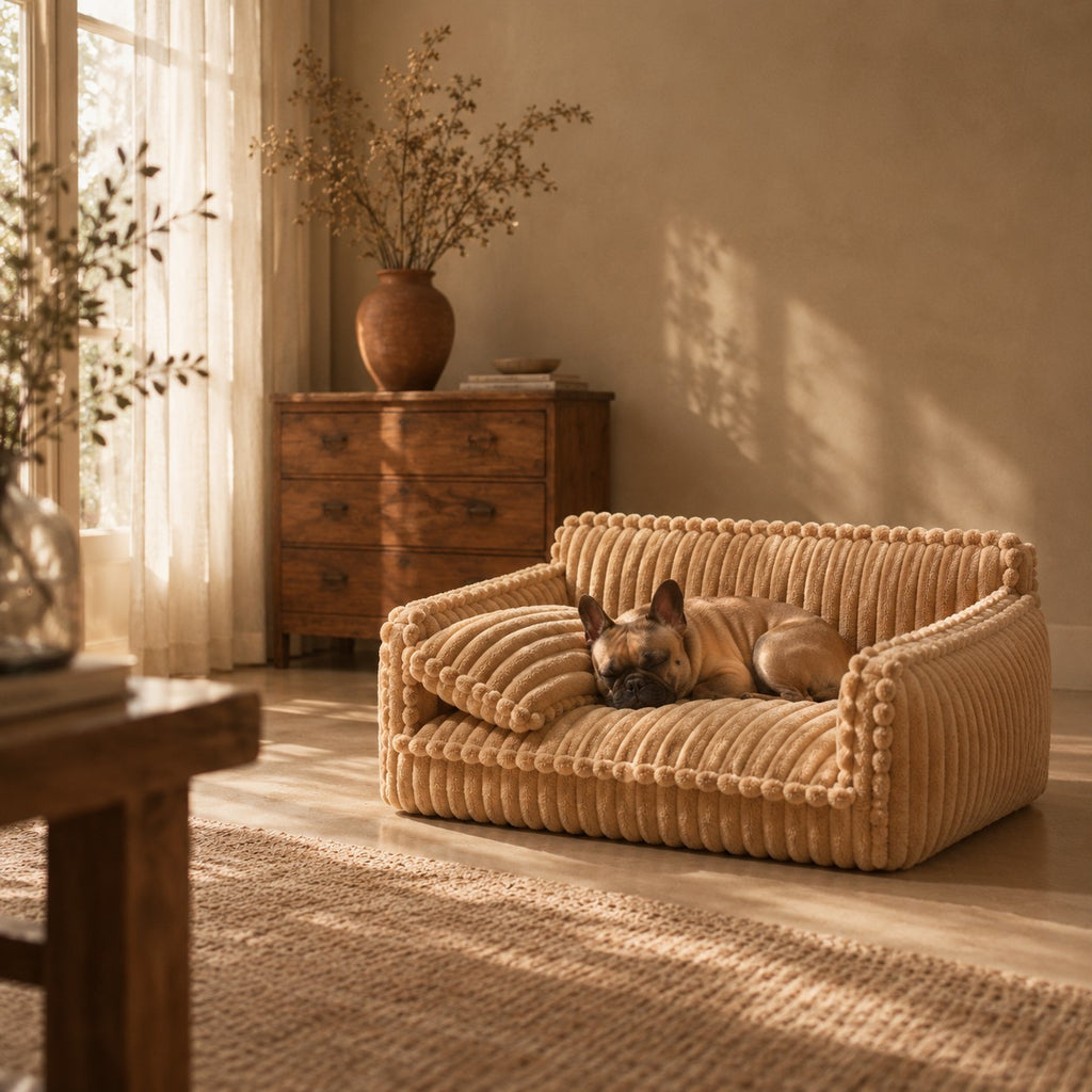 Grange padded dog sofa bed in use at home | The Fernby