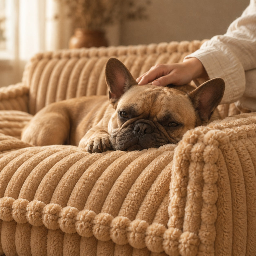 Grange padded dog sofa bed in use at home | The Fernby