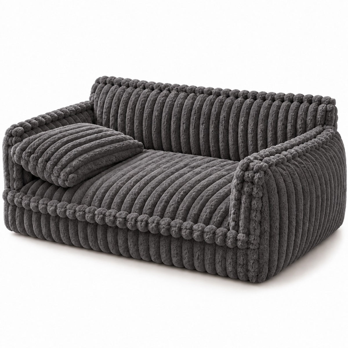 Grange padded dog sofa bed in dark grey on a white background | The Fernby