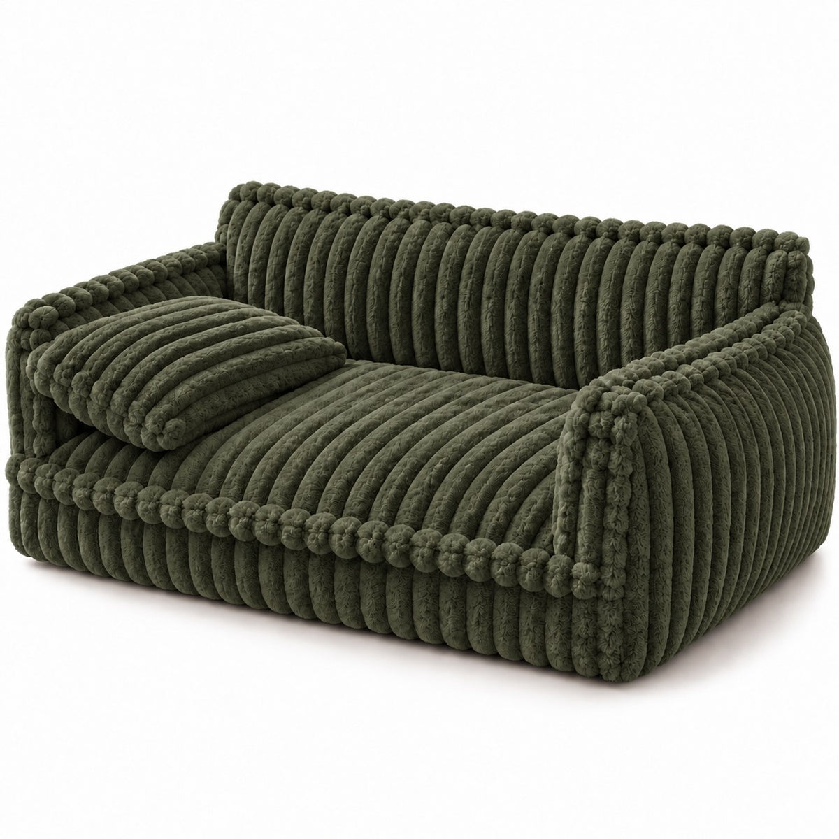 Grange padded dog sofa bed in dark green on a white background | The Fernby