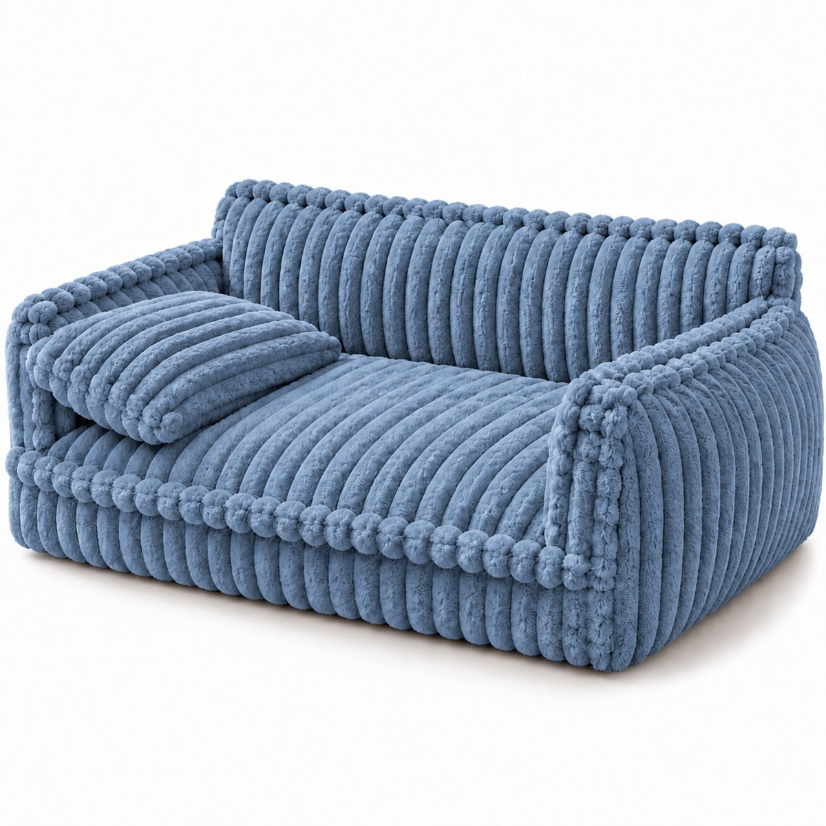 Grange padded dog sofa bed in blue on a white background | The Fernby