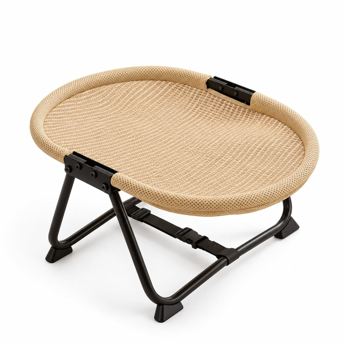Harrow raised pet lounge bed in beige on a white background | The Fernby