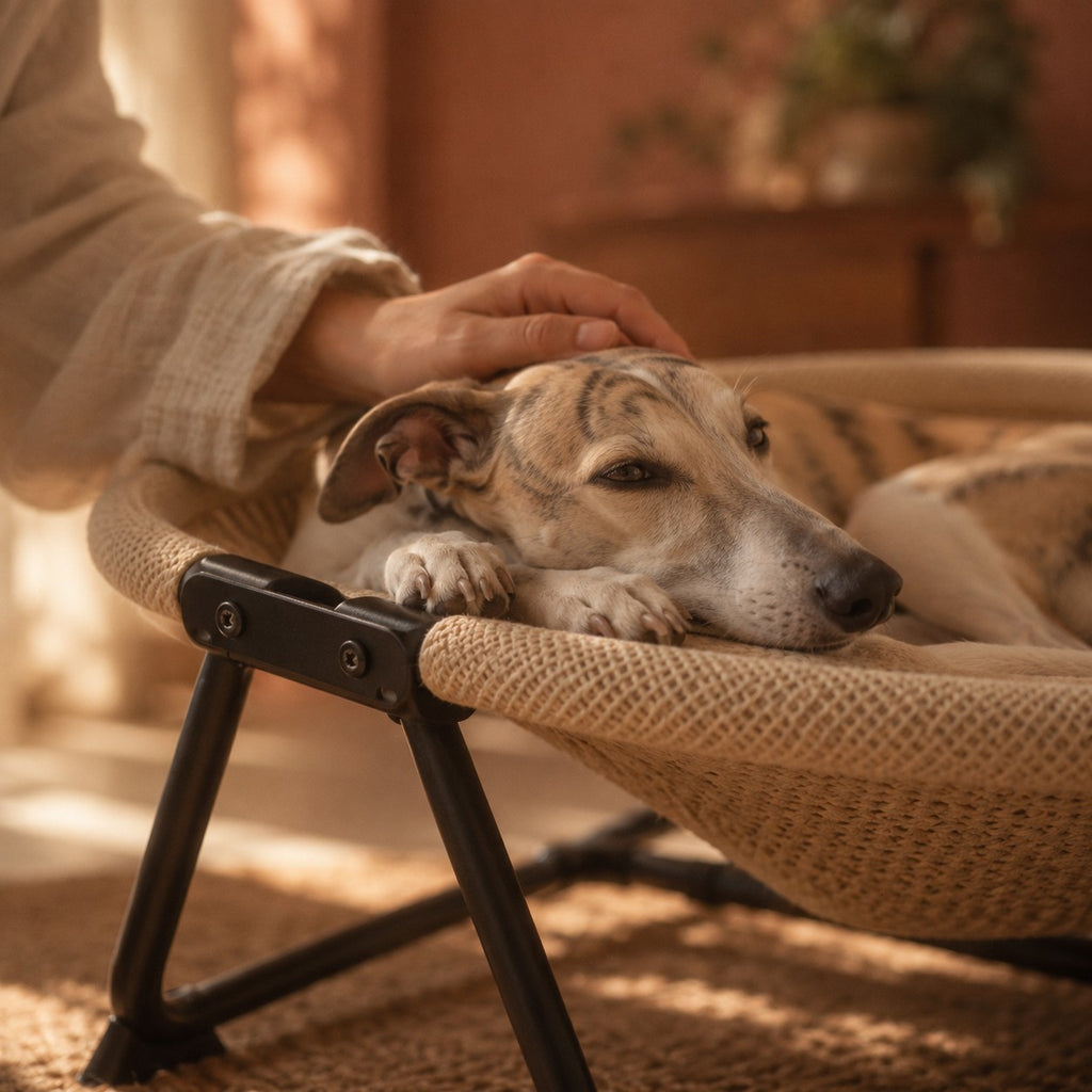 Harrow raised pet lounge bed in use at home | The Fernby