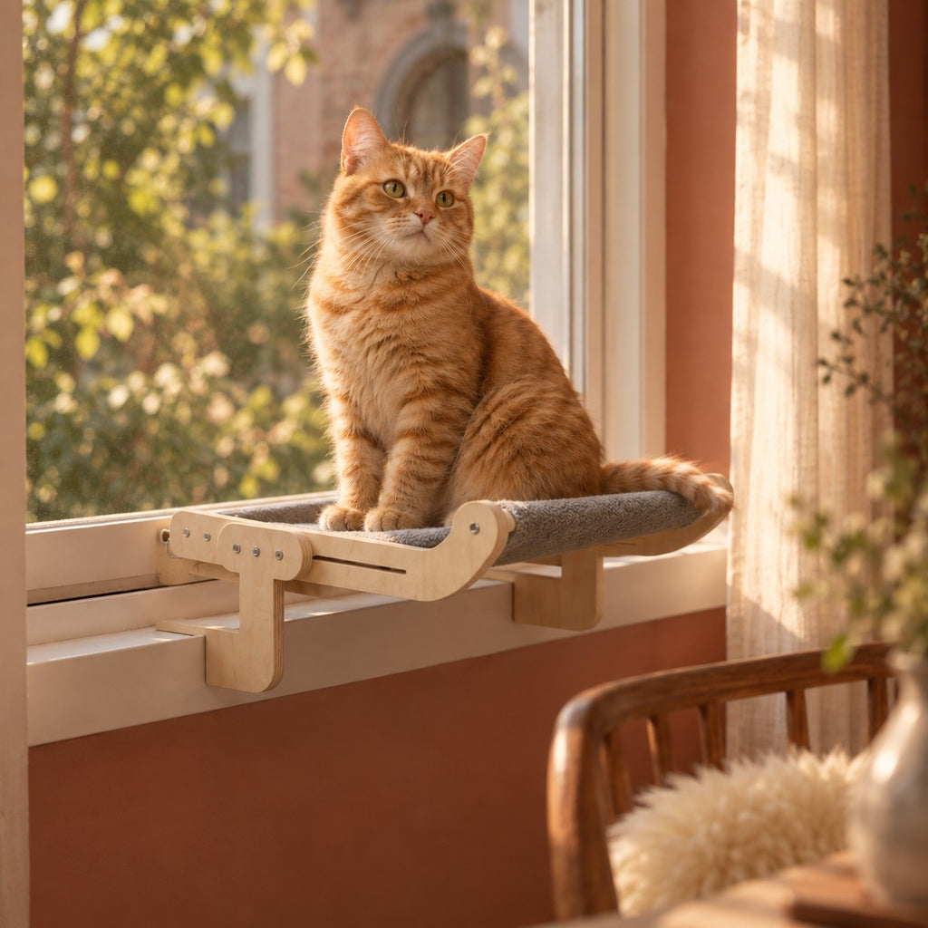 Merrow cat window hammock in use at a window | The Fernby