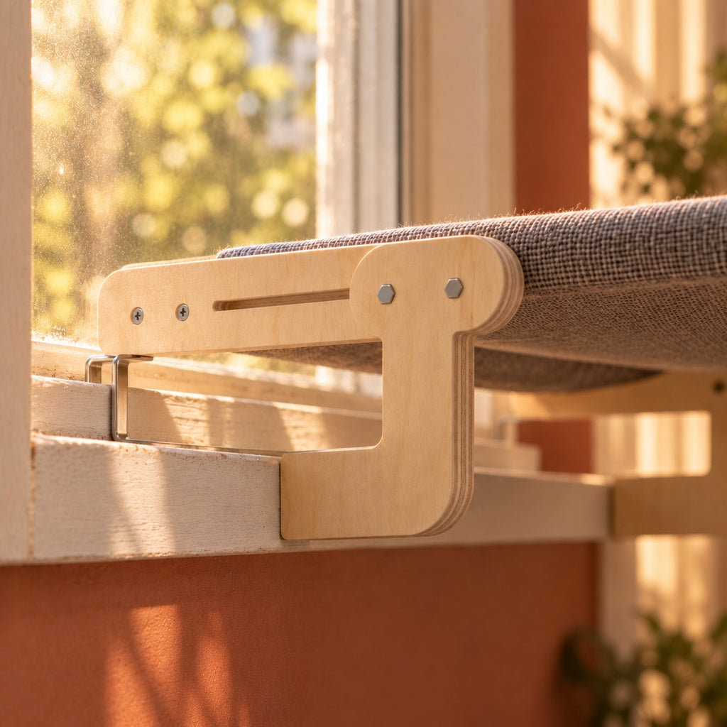 Merrow cat window hammock in use at a window | The Fernby