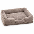 Ottery padded dog sofa bed in grey brown on a white background | The Fernby