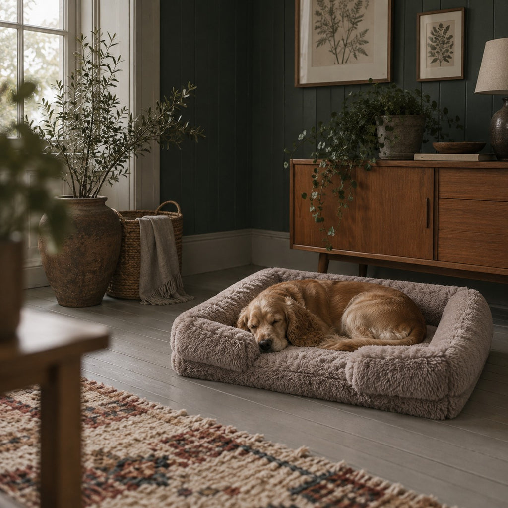 Ottery padded dog sofa bed in use at home | The Fernby