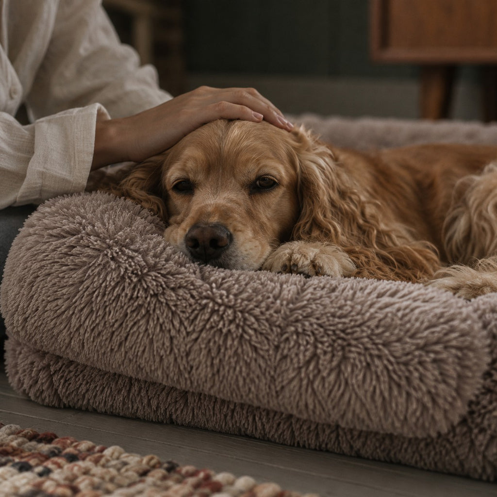 Ottery padded dog sofa bed in use at home | The Fernby