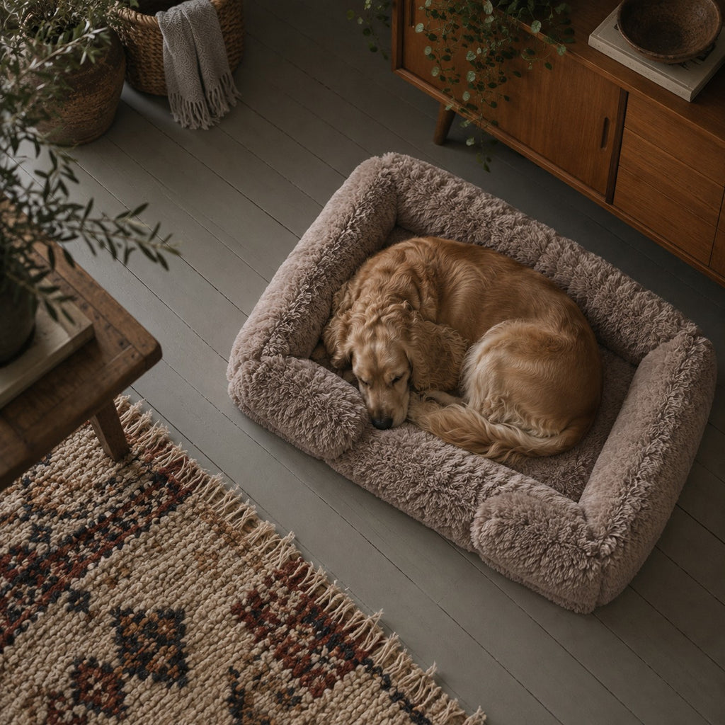 Ottery padded dog sofa bed in use at home | The Fernby