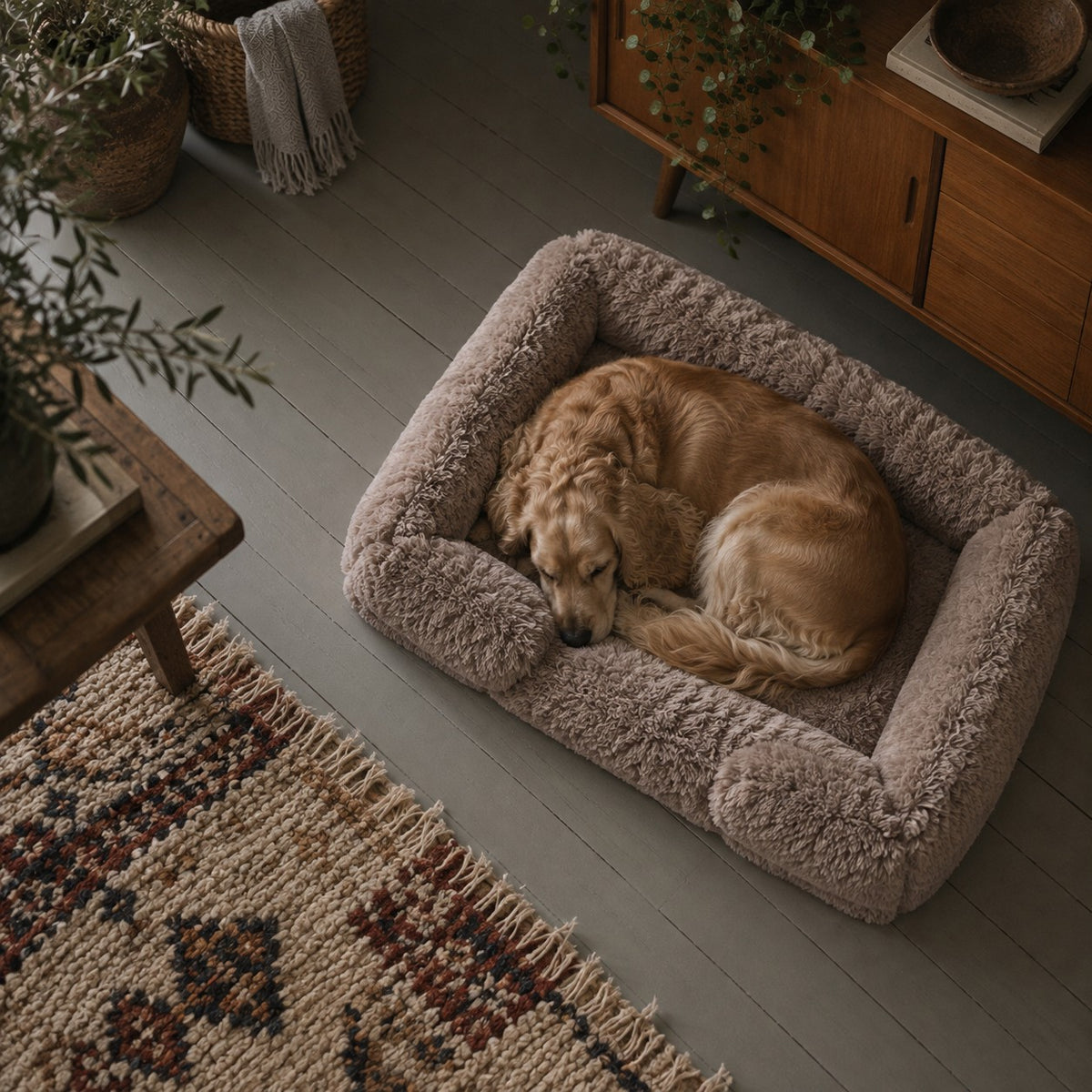 Ottery padded dog sofa bed in use at home | The Fernby
