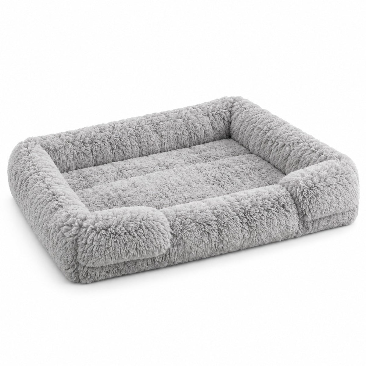 Ottery padded dog sofa bed in light grey on a white background | The Fernby