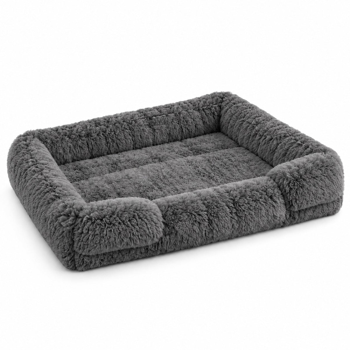 Ottery padded dog sofa bed in dark grey on a white background | The Fernby