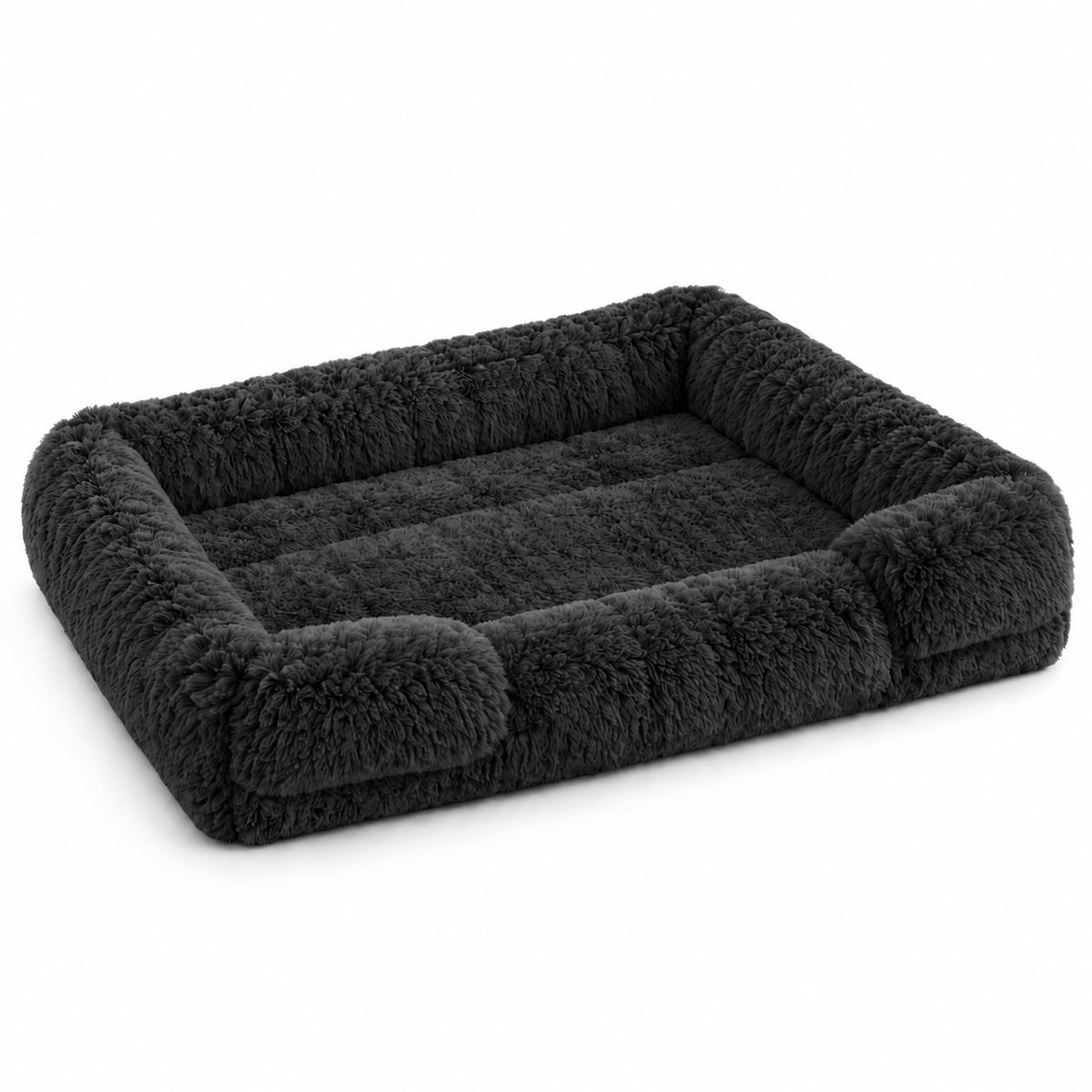 Ottery padded dog sofa bed in black on a white background | The Fernby