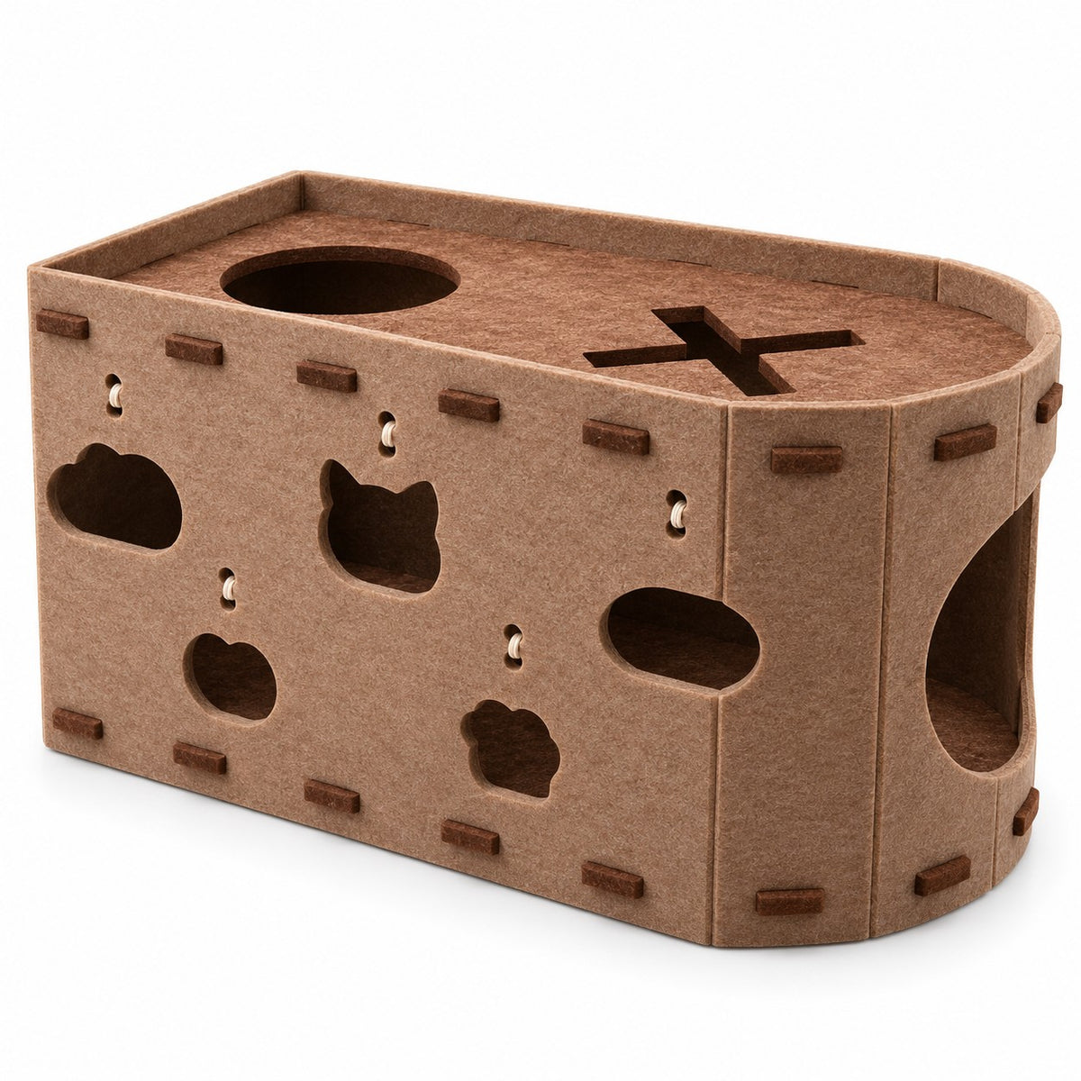 Quill felt cat hideout in brown on a white background | The Fernby
