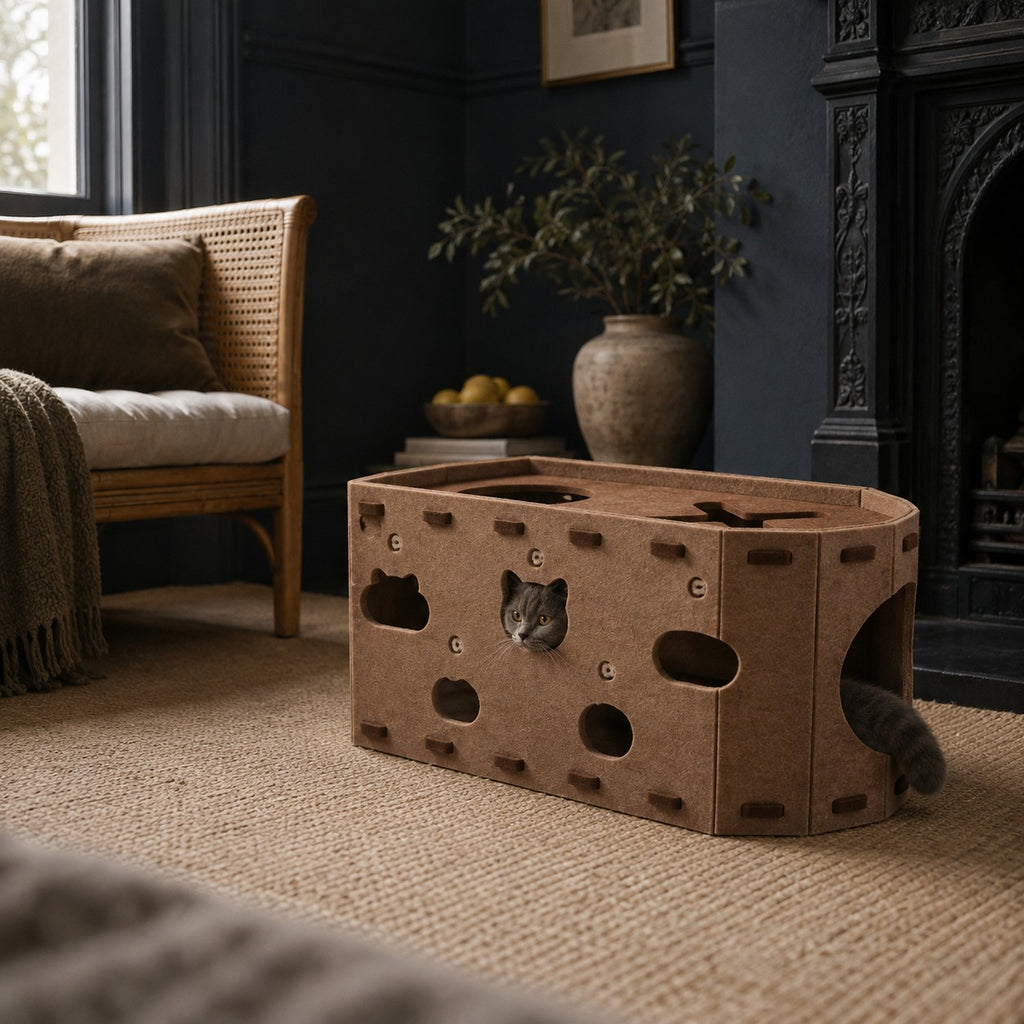 Quill felt cat hideout in use at home | The Fernby