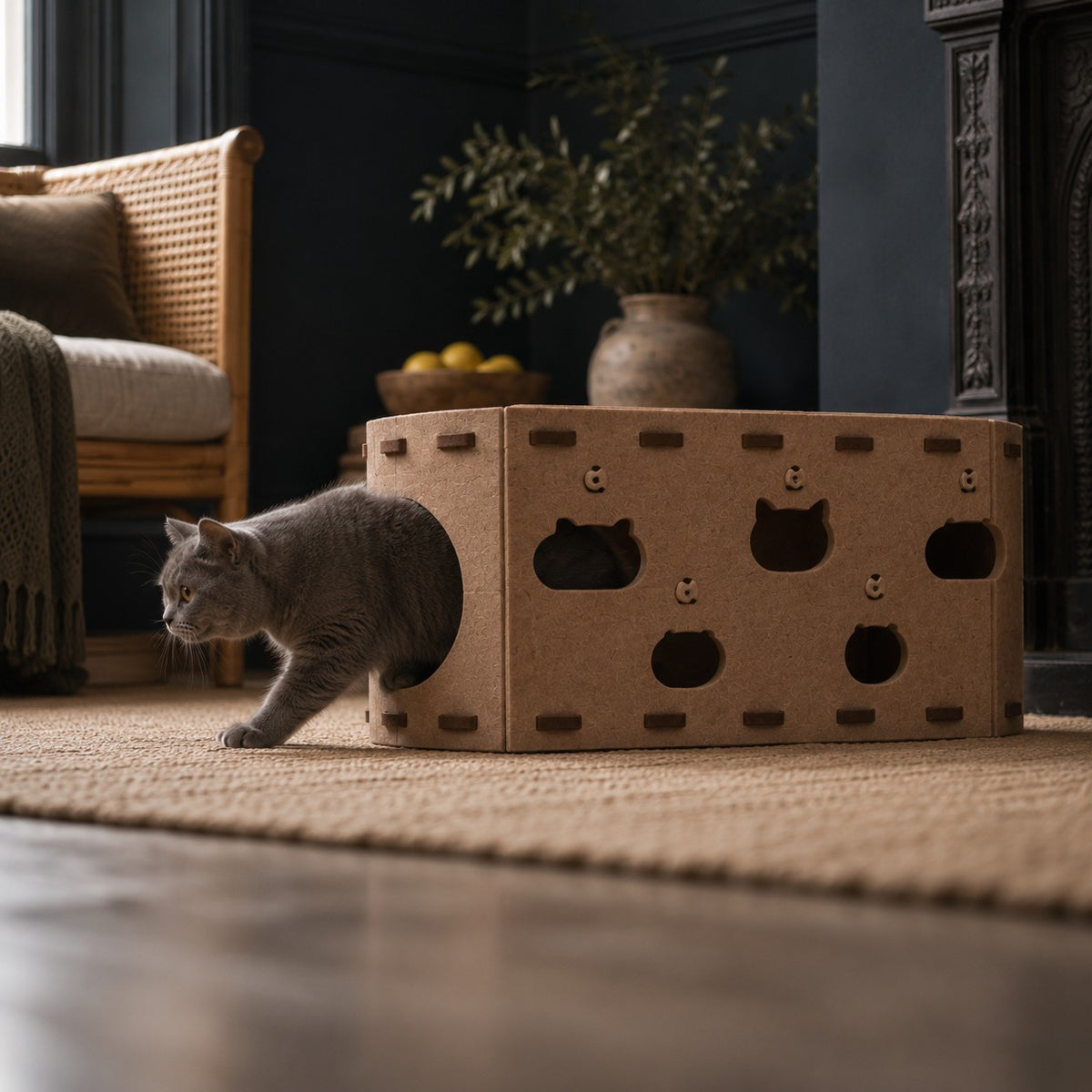 Quill felt cat hideout in use at home | The Fernby