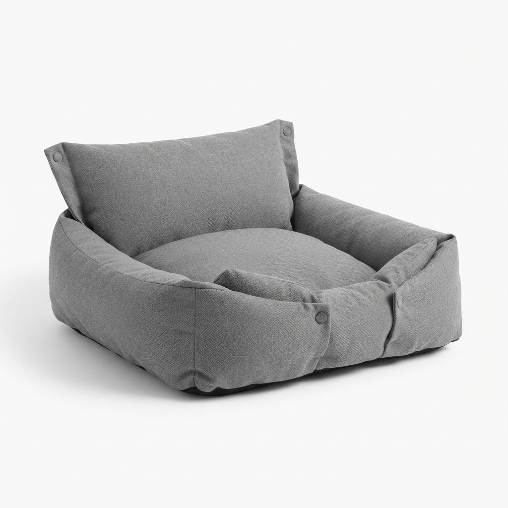 Sandon washable 3-in-1 pet bed in grey on a white background | The Fernby