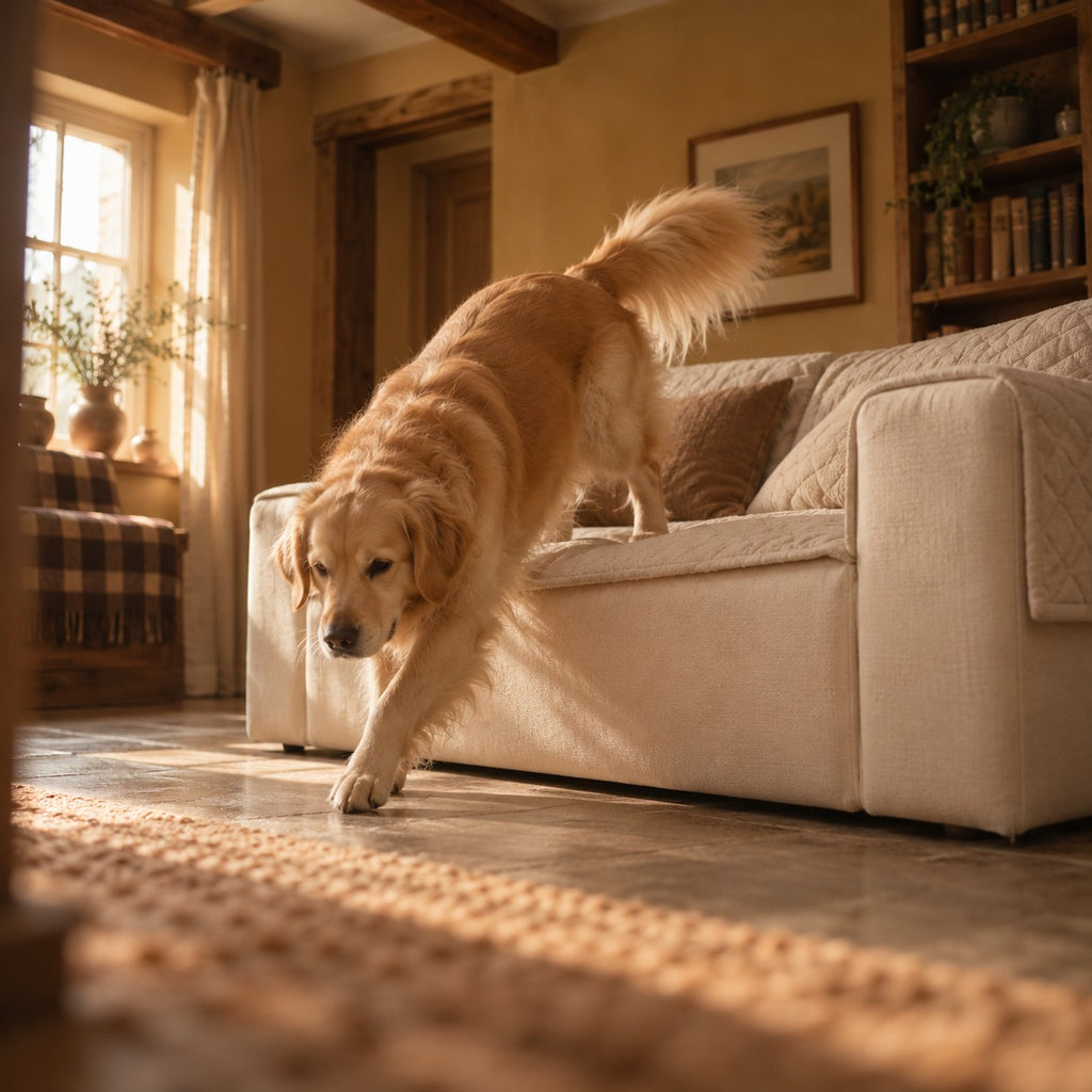 Sedge pet sofa cover in use on a sofa | The Fernby