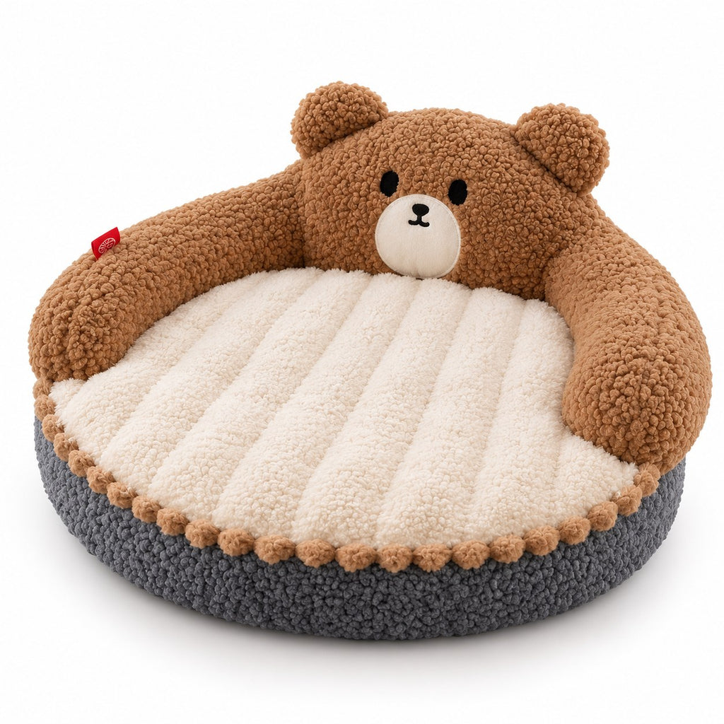 Sorrel bear-ear cat donut bed in coffee bear on a white background | The Fernby