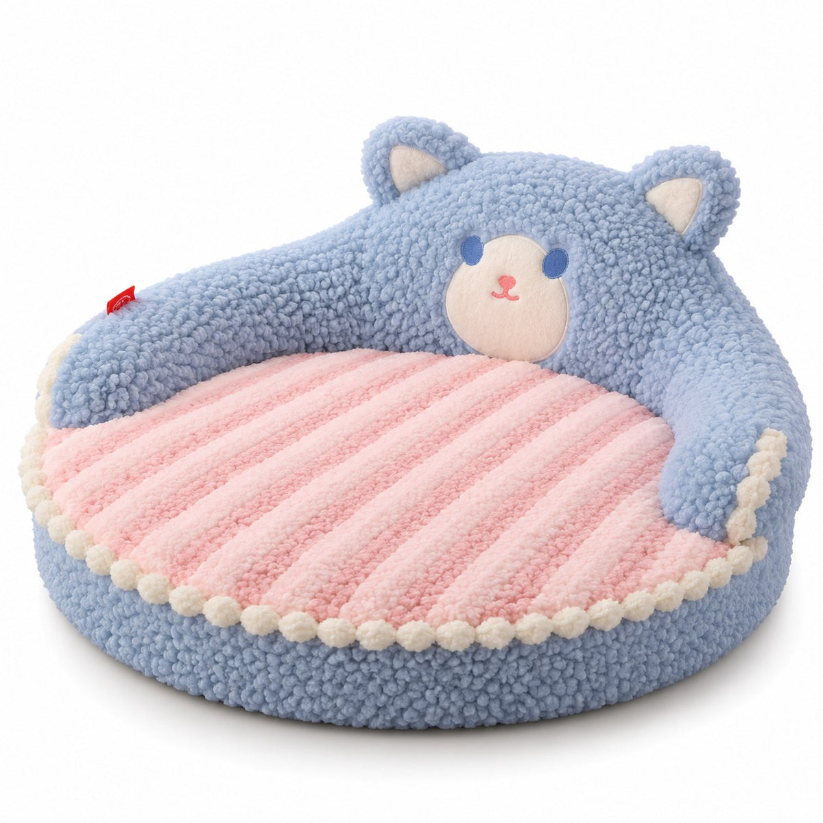 Sorrel bear-ear cat donut bed in blue bear on a white background | The Fernby