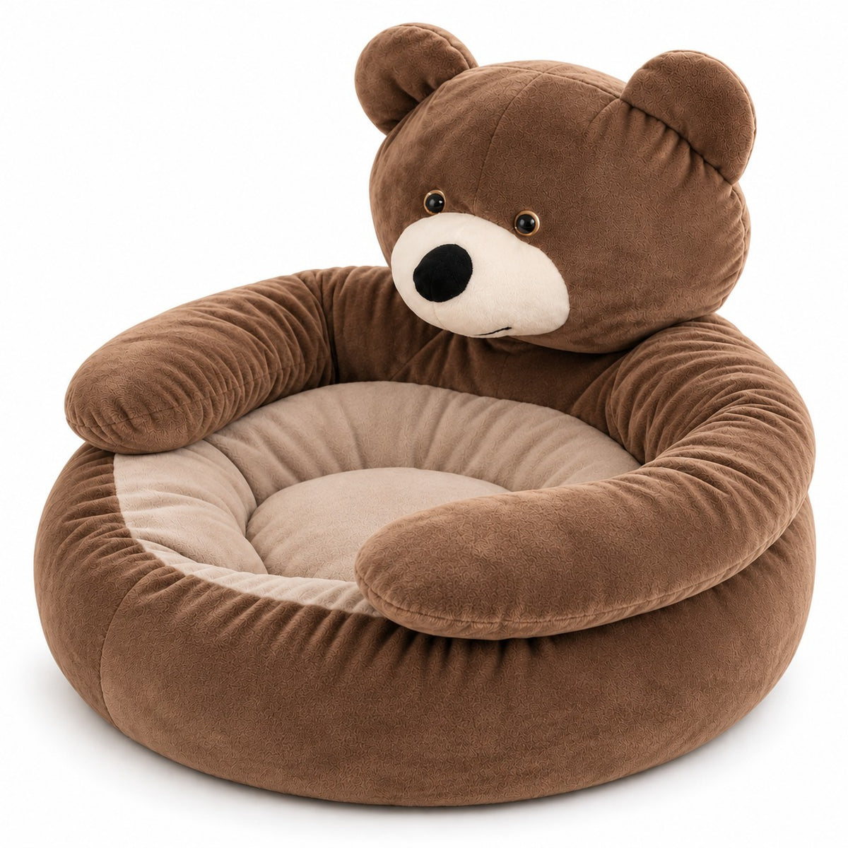 Tarn bear plush dog donut bed in brown on a white background | The Fernby