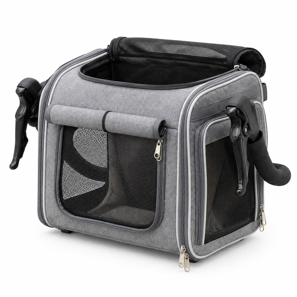 Tarset dog bike basket in grey on a white background | The Fernby