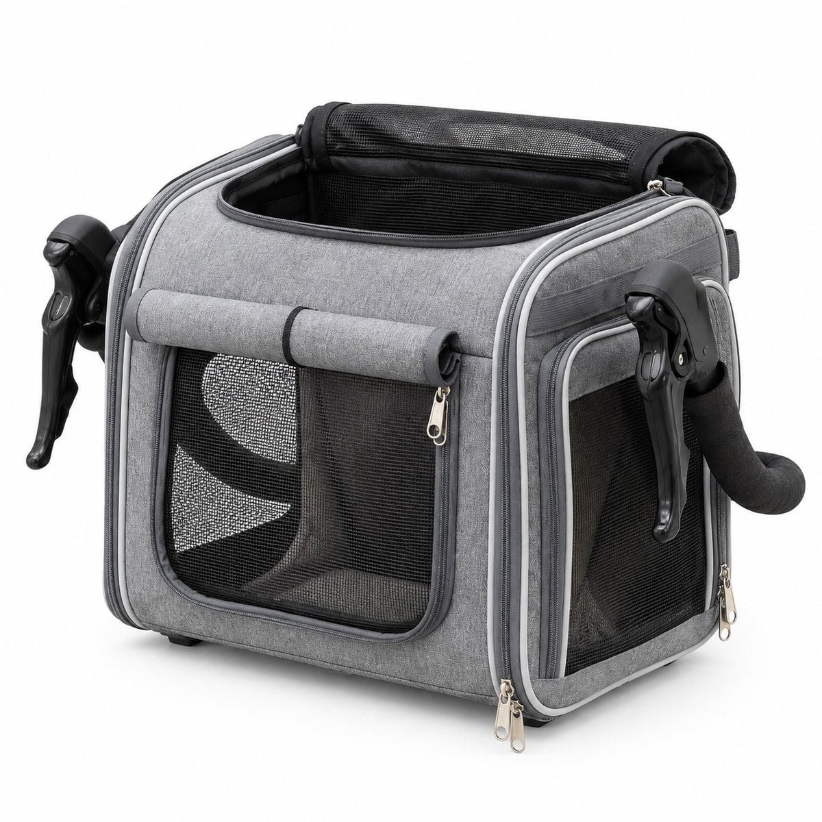 Tarset dog bike basket in grey on a white background | The Fernby