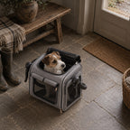 Tarset dog bike basket in grey in use | The Fernby