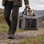Tarset dog bike basket in grey in use | The Fernby
