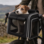 Tarset dog bike basket in black in use | The Fernby