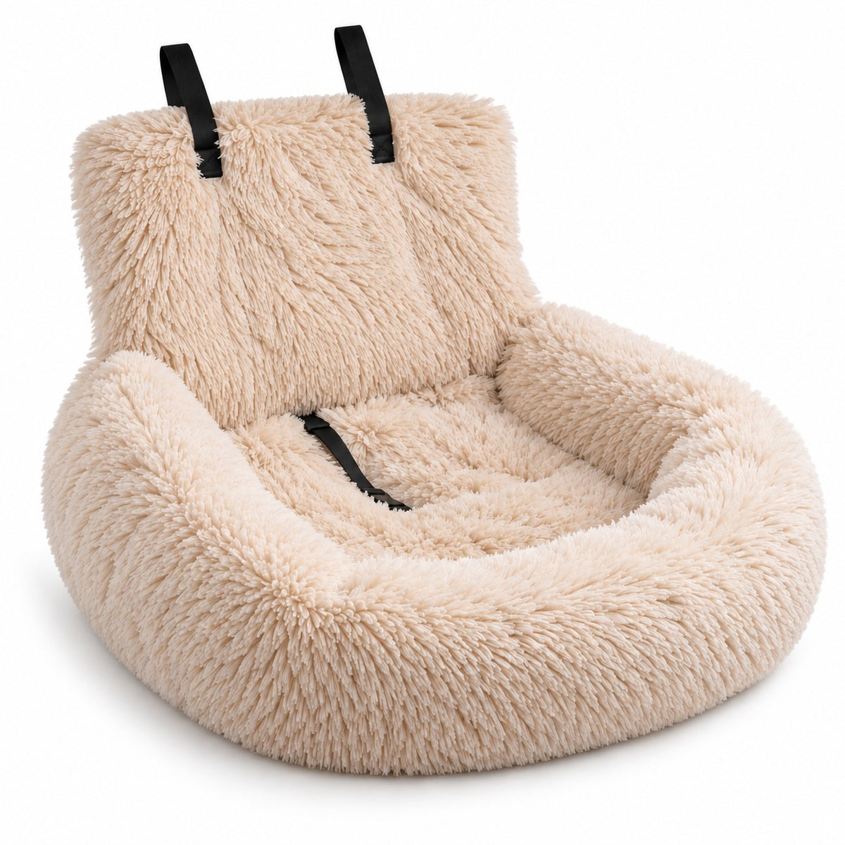 Verney raised dog car bed in beige on a white background | The Fernby