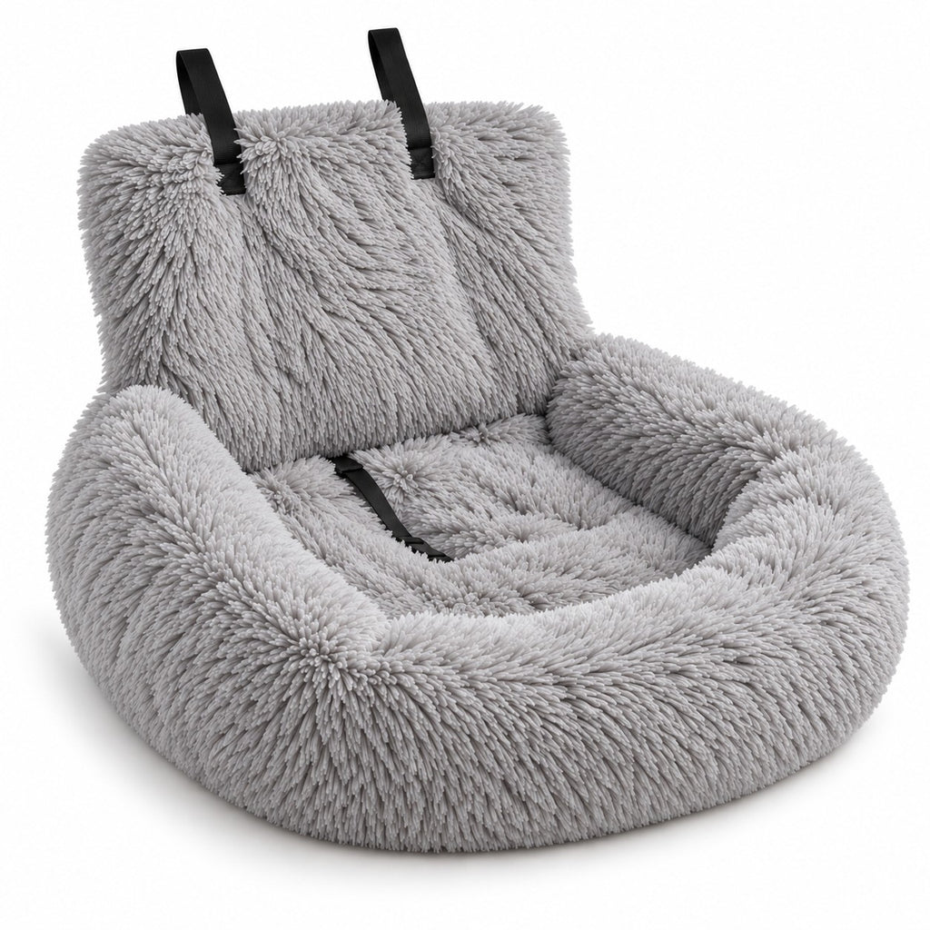 Verney raised dog car bed in grey on a white background | The Fernby