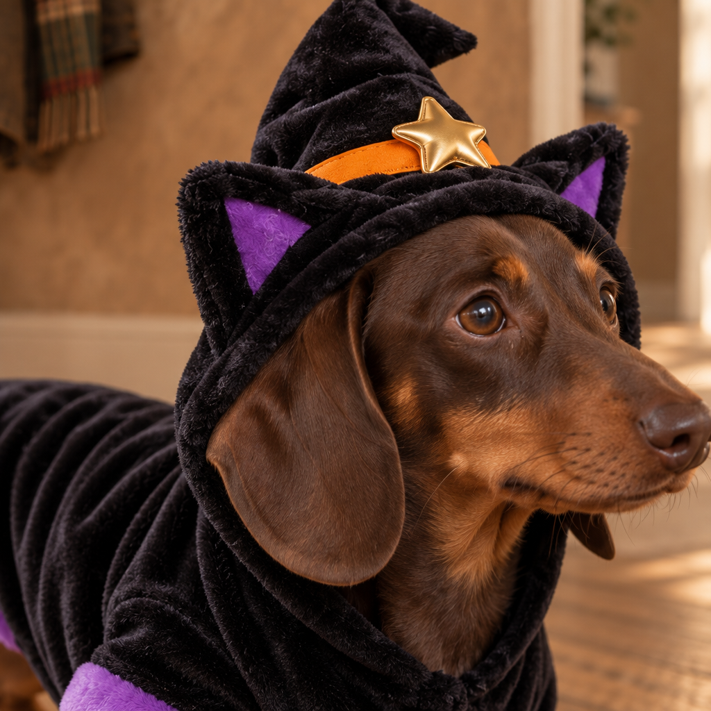 Bexley fleece pumpkin dog hoodie with brushed lining and hood, close detail of the material