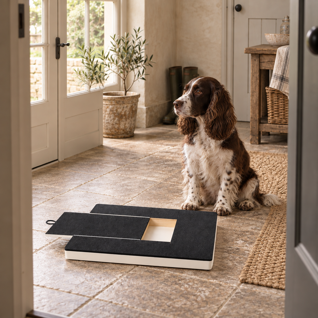 Bramble tilting dog nail file board, weighted wooden base, adjustable locking angle