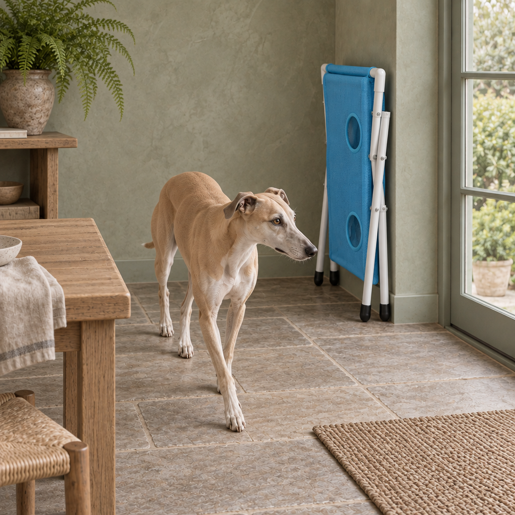 Elder foldable pet grooming rack with mesh sling and adjustable straps