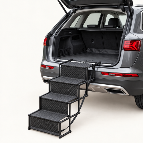 Bourne Foldable Dog Car Stairs for Boot Access with Wide Steps – studio hero | The Fernby