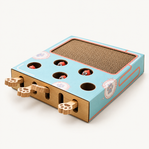 Amble Peek a Boo Cat Play Box for Indoor Cats with Scratchboard – studio hero | The Fernby